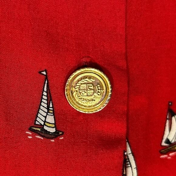 Liz Claiborne Collection Novelty Sailboat Red Top Gold Nautical Buttons, Size 16 - Picture 9 of 13
